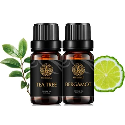 Afbeelding van Aromatherapie bergamot etherische olieset voor diffuser, 2 x 10 ml 100% pure theeboom oliën het maken van kaarsen, therapeutische kwaliteit theeboomoliën, set bergamotolieset