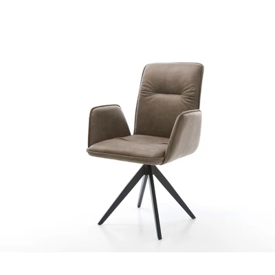 Afbeelding van Draaistoel Vinja Flex kruisframe hoekig zwart taupe vintage 180 draaibaar