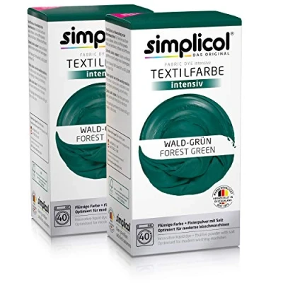 Afbeelding van simplicol Intensieve textielverf (18 kleuren), bosgroen 1812 verpakking van 2 stuks, donkergroen: eenvoudig verven in de wasmachine, alles 1 complete