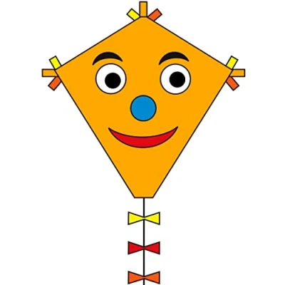 Afbeelding van Invento Blue Ecoline Eddy Happy Face, from 5 years old, 50 x 45 cm/2.5 m Line Children&#039;s Kite Dragon Tail Ripstop Polyester 2 Beaufort