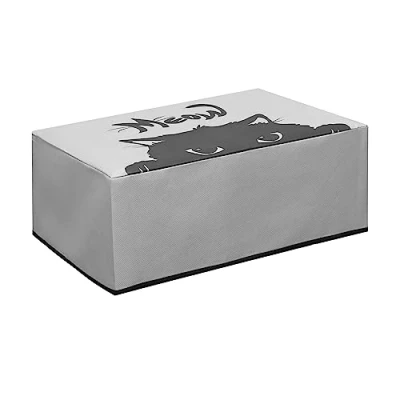 Afbeelding van kwmobile hoes geschikt voor HP DeskJet 2755e / 2720e 2710e 2820e Beschermhoes printer Cover in grijs zwart Kat Meow design