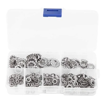 Afbeelding van Garosa 300 stks Externe Tand Slot Ster Wasmachine Rvs Anti Losse Pakking Ringen Borgringen Assortiment Kit M2.5 M3 M4 M5 M6 M8,Pakking borgring