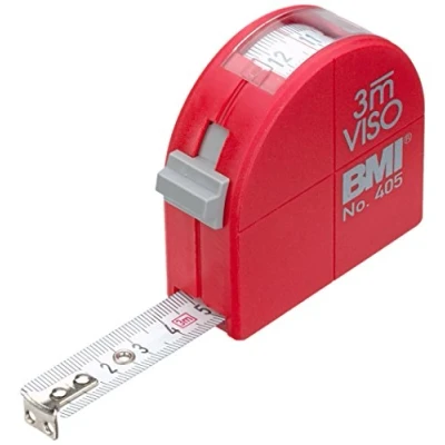Afbeelding van BMI 405341030 meetlint met zichtvenster/kompasfunctie, wit/rood, 3 m x 16 mm