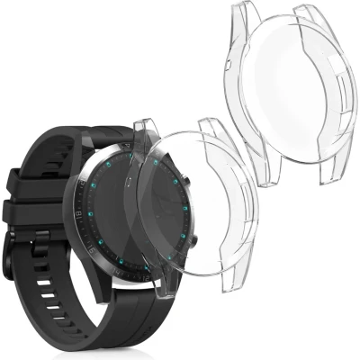 Afbeelding van kwmobile 2x smartwatch hoes geschikt voor Huawei Watch GT2 (46mm) hoesje Siliconen sporthorloge cover Activity tracker case in transparant
