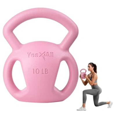 Afbeelding van Yes4All Krachttraining Kettlebells Gewicht, Drie Hanldes Kettlebell (4,5 kg Roze)