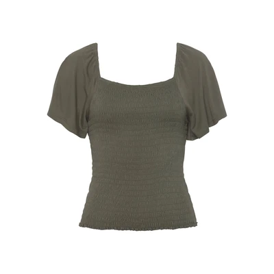 Afbeelding van Buffalo Tshirt basic, Dames, Maat: 36/38, Khaki