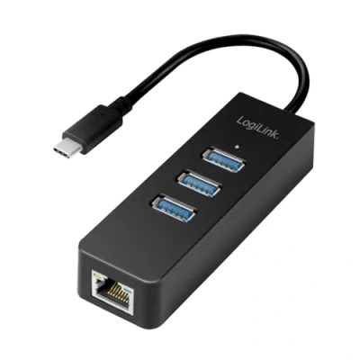 Afbeelding van LogiLink USB 3.2 Gen 1 (USB 3.0) Adapter [1x stekker C 1x RJ45 bus, bus A