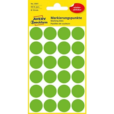 Afbeelding van Avery Zweckform zelfklevende, verwijderbare markeringspunten, formaat Ø 18 mm groen
