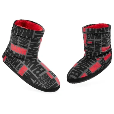 Afbeelding van Marvel Herenpantoffels, pluche binnenhuisschoenen, warme laarsslippers, heren, tieners, maat 5 10, antislip zool geschenken voor hem, Grijs Aop, 5/6 UK