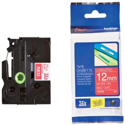 Afbeelding van Brother TZe 435 Tape Wit op rood (12 mm)