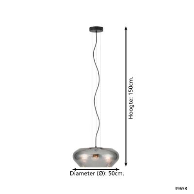 Afbeelding van EGLOÂ PrioratÂ HanglampÂ Â 3Â lichtsÂ Ã ̃50Â cmÂ E27Â Zwart