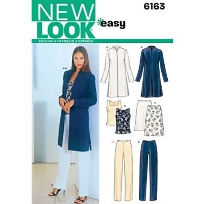 Afbeelding van New Look naaipatroon 6163 voor dameskleding, mt. 34 46, katoen, meerkleurig, A (8 10 12 14 16 18)