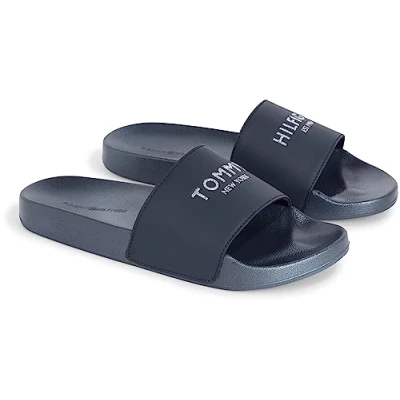 Afbeelding van Tommy Hilfiger Glitter POOL Slide Muiltjes, Dames, Maat: 39, Desert sky Hoogwaardig imitatieleer