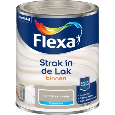 Afbeelding van flexa strak in de lak binnenlak zijdeglans zandsteenbruin 0.75 ltr