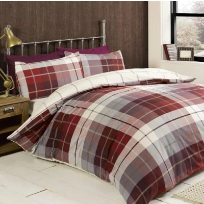 Afbeelding van Rapport Lomond Beddengoedset, geruit, 100% geborsteld katoen, rood, King Size