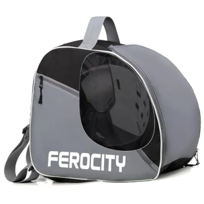 Afbeelding van Ferocity Premium skischoentas, helmtas met trekkoord en zijvak, 41 x 29 35 cm, in de kleuren grijs zwart [054]