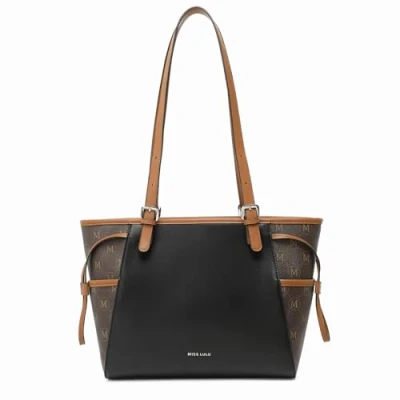 Afbeelding van Miss Lulu handtas voor dames, shopper, grote schoudertassen handtas, damestas met verstelbare (verbeterde versie), zwart en bruin., Large