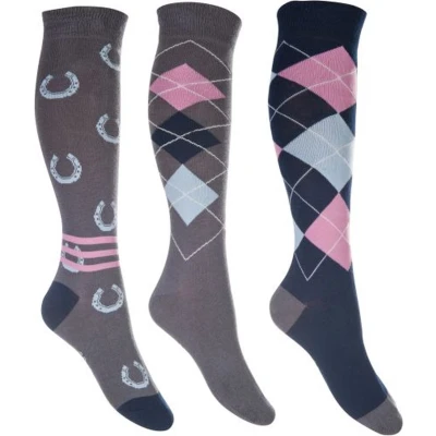 Afbeelding van HKM Rijsokken Cardiff Set van 3 Grijs blauw 39 42