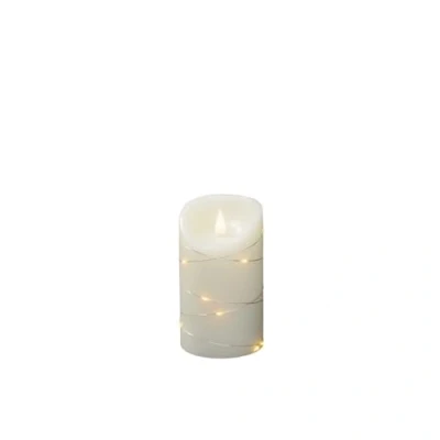 Afbeelding van Konstsmide 1834 180 3D Living kaars op batterijen zonder vlam, echte ivoorkleurige was, 4 of 8 uur, uur timer, 13,5 x 7,5 cm, warmwitte LED