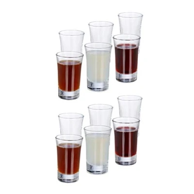 Afbeelding van Relaxdays 12x shotglazen borrelglaasjes 4 cl glas likeur carnaval