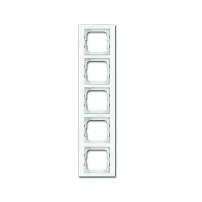 Afbeelding van Abb busch jaeger axcent afdekraam voor inbouwschakelaar 5 voudig vertikaal horizontaal wit glas 2cka001754a4441