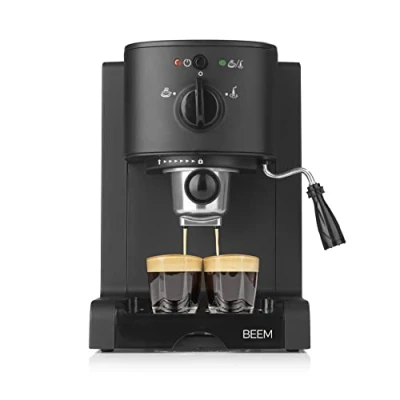 Afbeelding van BEEM Espritso Perfect espressozeefmachine Deep Black Matt Edition espressopoeder, pads &amp; capsules, melkschuimkist voor koffiespecialiteiten zoals in café warmhoudplaat warme kopjes