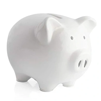 Afbeelding van Spaarpotten,Spaarvarken wit keramiek varken piggy bank cadeau voor meisjes kinderen volwassenen tieners (Wit, 15.2 X 12 X11.5)