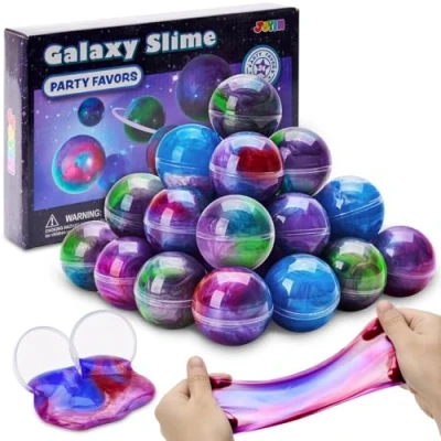 Afbeelding van JOYIN Slime Kit (groen), 24 stuks Galaxy Ball feestgeschenken fluffy, niet plakkerig, vuilvrij, stressverminderend, slijm kits voor meisjes en jongens kinderverjaardag, cadeautjesset