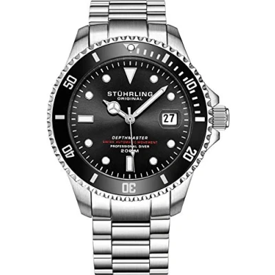 Afbeelding van Heren Zwitsers automatisch roestvrij staal professioneel &quot;DEPTHMASTER&quot; duikhorloge, 200 meter waterbestendig, geborsteld en afgeschuinde armband met duikers veiligheidssluiting schroefkroon, Blauw,