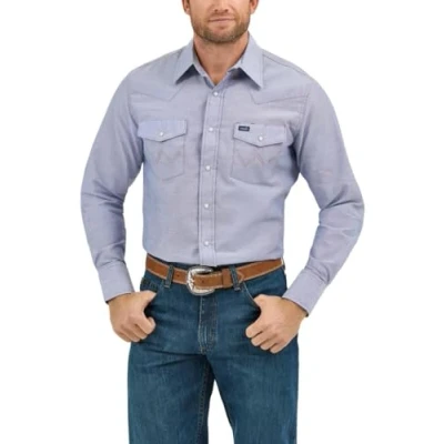 Afbeelding van Wrangler Heren Western werkshirt met lange mouwen en drukknoopsluiting, Chambray, 18.5 38