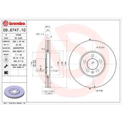 Afbeelding van Brembo Remschijf 09.6747.10