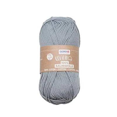 Afbeelding van Glorex 5 1004 16 Cotton 100% katoen, veelzijdig inzetbaar voor breien, haken en knutselen, zeer goede kwaliteit, zacht wasbaar, 50 g, ca. 170 m, grijs