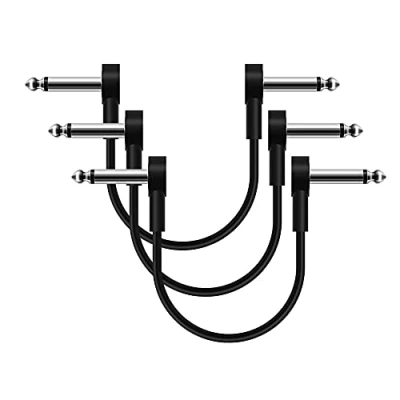 Afbeelding van SONICAKE 6 Inch Gitaar Patch Kabel Effect Pedaal Kabels Geruisloze 1/4 &quot;Haakse TS Mono Koorden voor Gitaar/Bas Pedalen Zwart 3 Pack