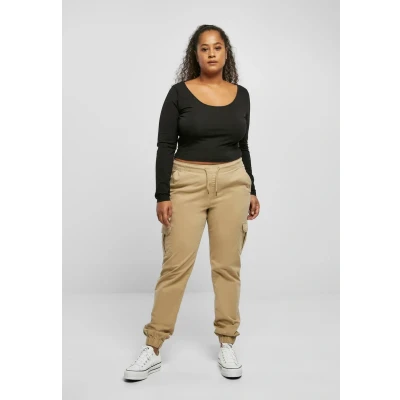 Afbeelding van Urban Classics HIGH Waist Cargobroek, Dames, Maat: XS, Unionbeige