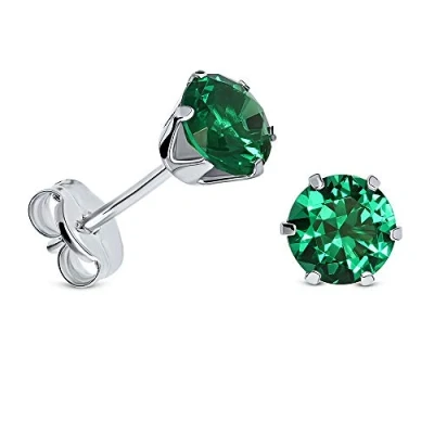 Afbeelding van Miore ronde groene smaragd oorbellen uit 9 karaat 375/1000 witgoud met 6 griffen, ø 5.6 mm