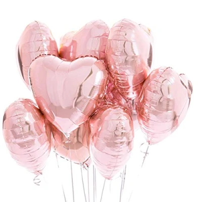 Afbeelding van 25 Hartfolieballonnen Rosegold Heliumballon, Romantische Deco, Decoratie voor Atmosfeer, Huwelijksaanzoek, Valentijnsdag en Bruiloft