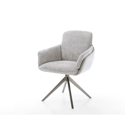 Afbeelding van DELIFE Draaistoel Luan Flex met armleuning chenille zilver grijs kruisframe breed grafiet 360 draaibaar rocker functie