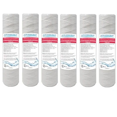 Afbeelding van Filtri Acqua Italia Cartridge filterdraad omwikkeld 10 inch micron 1 polypropyleen seizoen set 6 stuks