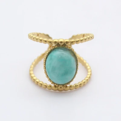 Afbeelding van Statement ring met turquoise steen stainless steel, adjustable