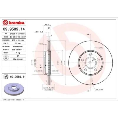 Afbeelding van Brembo Remschijf 09.9589.14