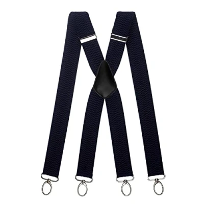 Afbeelding van Olata Werk Bretels X Vorm Met Karabijnhaken 4 cm. Marineblauw (Zilveren Clips)