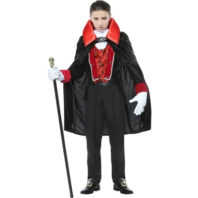 Afbeelding van Widmann Vampier &amp; Dracula Kostuum Victoriaanse Victor Jongen Rood, Zwart Maat 140 Halloween Verkleedkleding