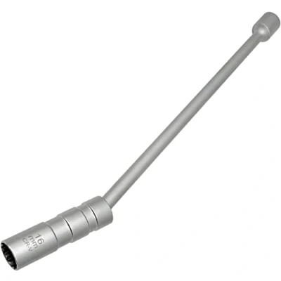 Afbeelding van ZKTOOL 14 mm/16 mm lang, universele magneet, draaibare bougiesleutel, dunwandig, 12 punten, 3/8 inch, CR V bougiestopcontact, magnetisch gereedschap voor het verwijderen van bougies (16 mm)