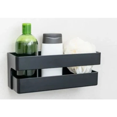 Afbeelding van Aquadesign Shower vrijhangende douchekorf doucherekje of douchebakje mat zwart 28x10cm