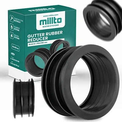 Afbeelding van Millto™ dakgoot afvoerpijp reduceerstuk 90/110 rubberen slangverbinder, fitting adapter, regenwatersysteem joiner koppeling