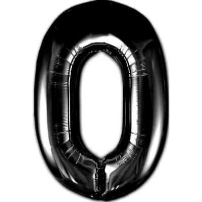 Afbeelding van Ballon Verjaardag 10 20 30 40 50 60 70 80 90 Nummer 0 Foil Zwarte XXL Gigantische Folieballon 100 cm Decoratie Ballonnummer Deco voor Verjaardag. Vliegt met Helium.