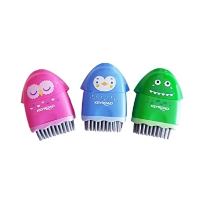 Afbeelding van KEYROAD Ergonomische puntenslijper afzonderlijk Rocky Docky 3 in 1 met gum en kwast, stuk, kunststof, messen van staal, potloden kleurpotloden, blisterverpakking, gemengde kleuren