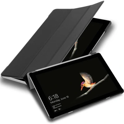 Afbeelding van Cadorabo Tablet Hoesje geschikt voor Microsoft Surface GO in SATIJN ZWART Ultra dun beschermend geval ZONDER automatische Wake Up en Stand functie Book Case Cover Etui