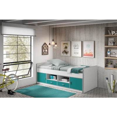 Afbeelding van LUCEVI Bonny Kajuitbed + Lattenbodem Blauw 90x200 cm