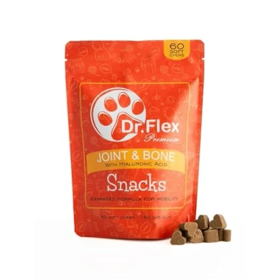 Afbeelding van Dr. Flex Gewrichtstabletten voor honden 60 hondensnacks met glucosamine, chondroïtine, MSM, collageen, hyaluronzuur, zalmolie en vitamine C E gewrichten botten